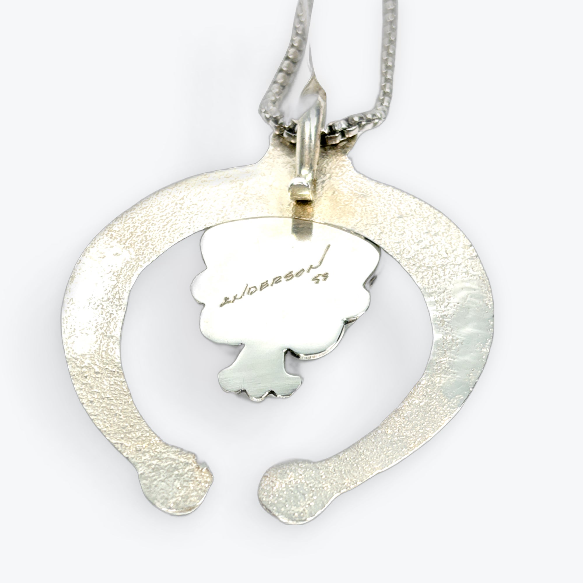 Silver Naja Sandcast Pendant with Indian Mtn Turquoise by Gabriel